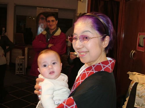 きもの展示会の時来て下さったお客さまの赤ちゃんと一緒に